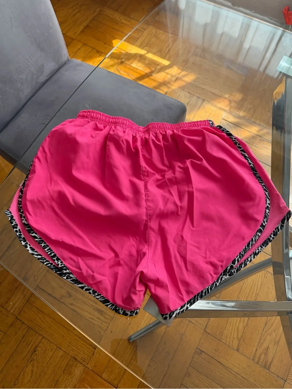 Nike Women's Hot Pink Athletic Shorts with Zebra-Print Trim